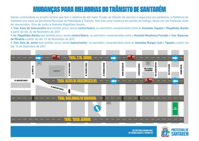 Prefeitura inverte sentidos de ruas dos bairros Aldeia e Aparecida