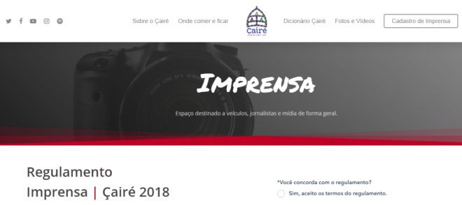 Credenciamento de imprensa para cobertura do Çairé 2018 inicia nesta quarta-feira