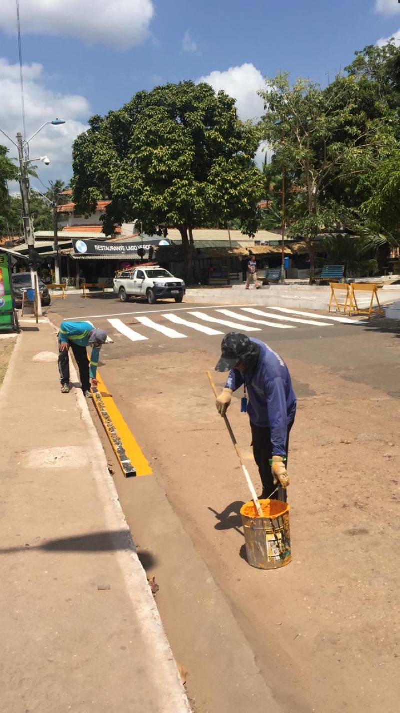 Alter do Chão: SMT intensifica trabalhos de revitalização de pinturas viárias e placas em ruas