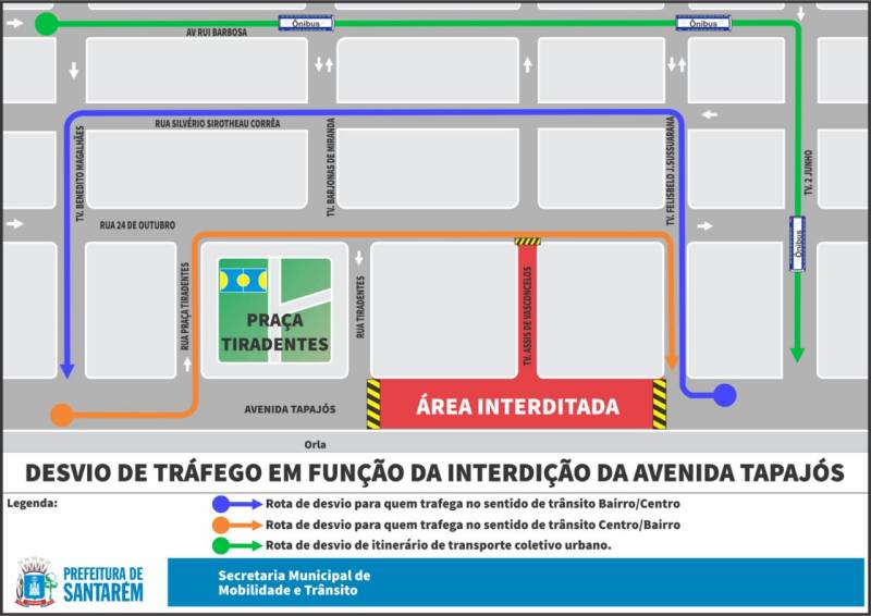 Desvio de rota de transportes coletivo é realizado por conta de obra na Avenida Tapajós