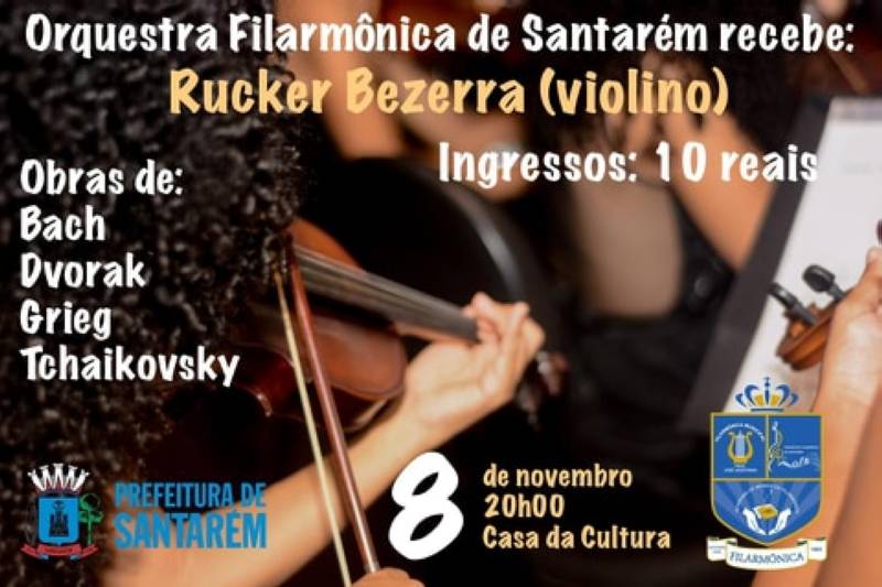 Violinista paraibano apresenta-se com músicos da Orquestra Filarmônica de Santarém na Casa da Cultura