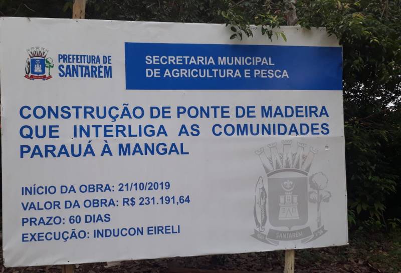 Prefeitura de Santarém inicia construção da ponte que interliga Parauá à Mangal