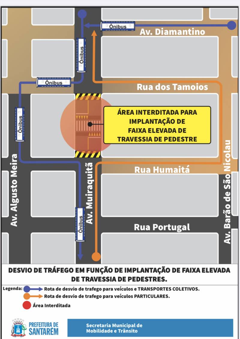 Trecho da Avenida Muiraquitã será interditado para construção de faixa elevada