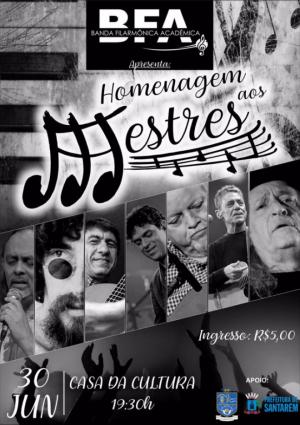 Banda Filarmônica Acadêmica apresenta “Homenagens aos Mestres” na Casa da Cultura