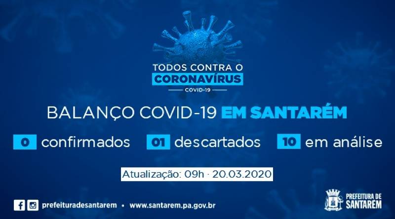 Prefeitura divulga boletim sobre coronavírus em Santarém