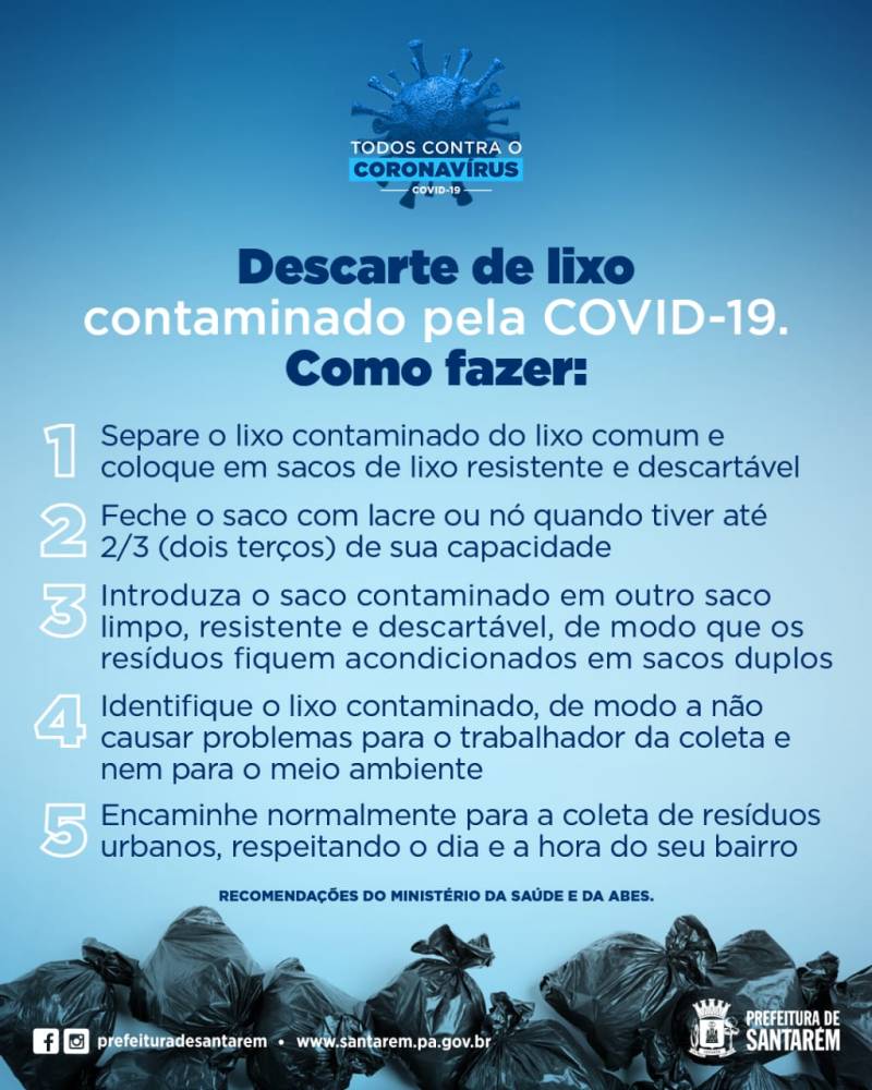 Covid-19: Saiba como descartar o lixo em residências com moradores confirmados ou com suspeita