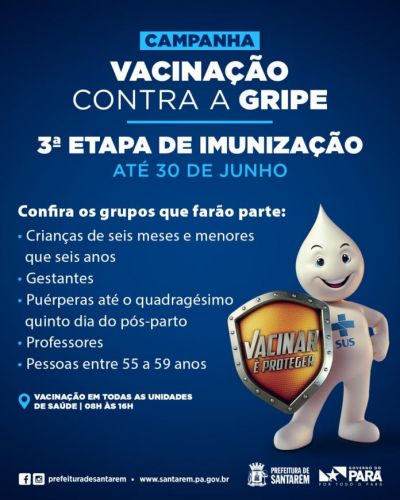 Santarém alcança 74% da meta de vacinação contra a Influenza