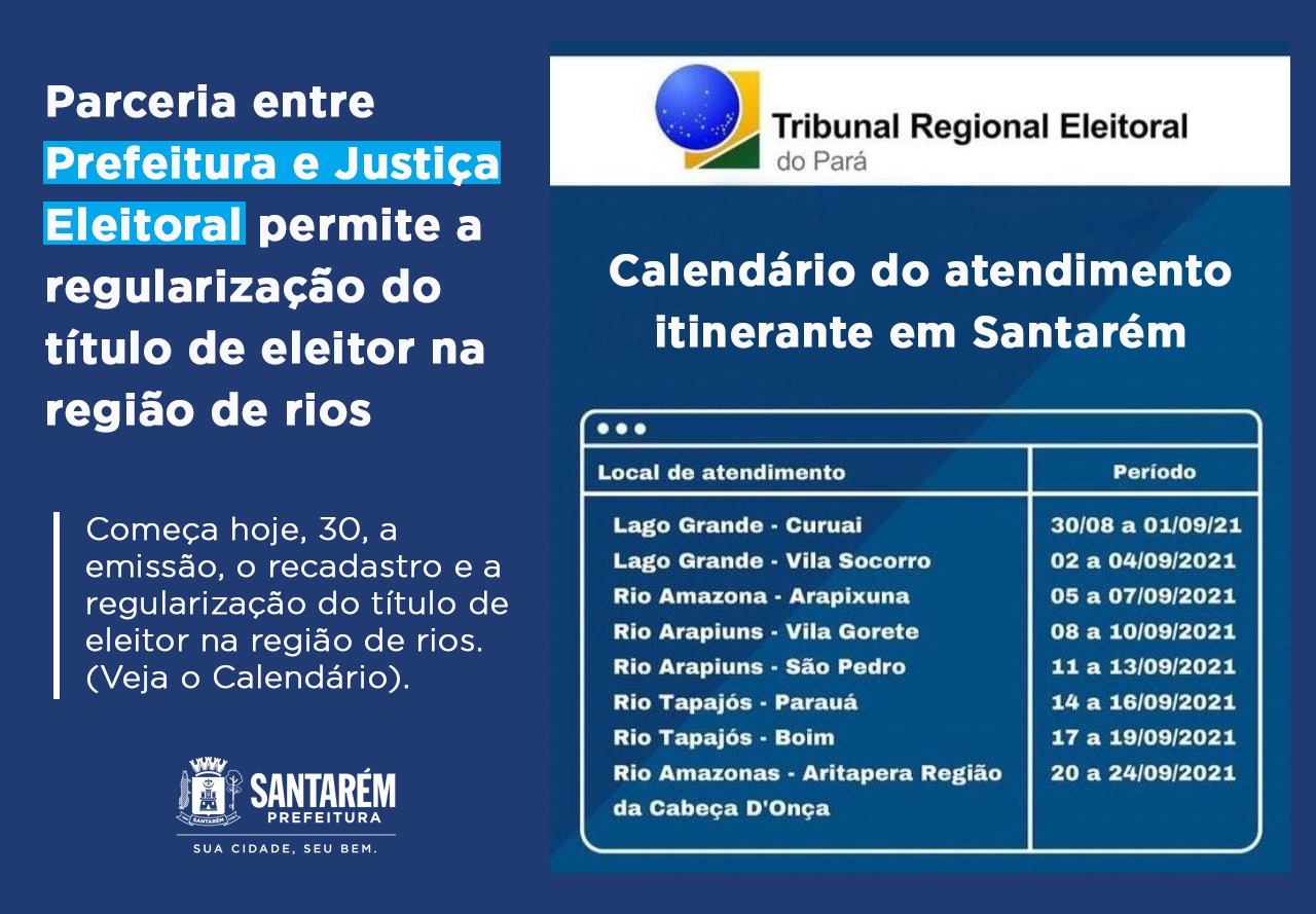 Parceria entre Prefeitura e Justiça Eleitoral permite regularização do título de eleitor na região de rios. Veja o calendário