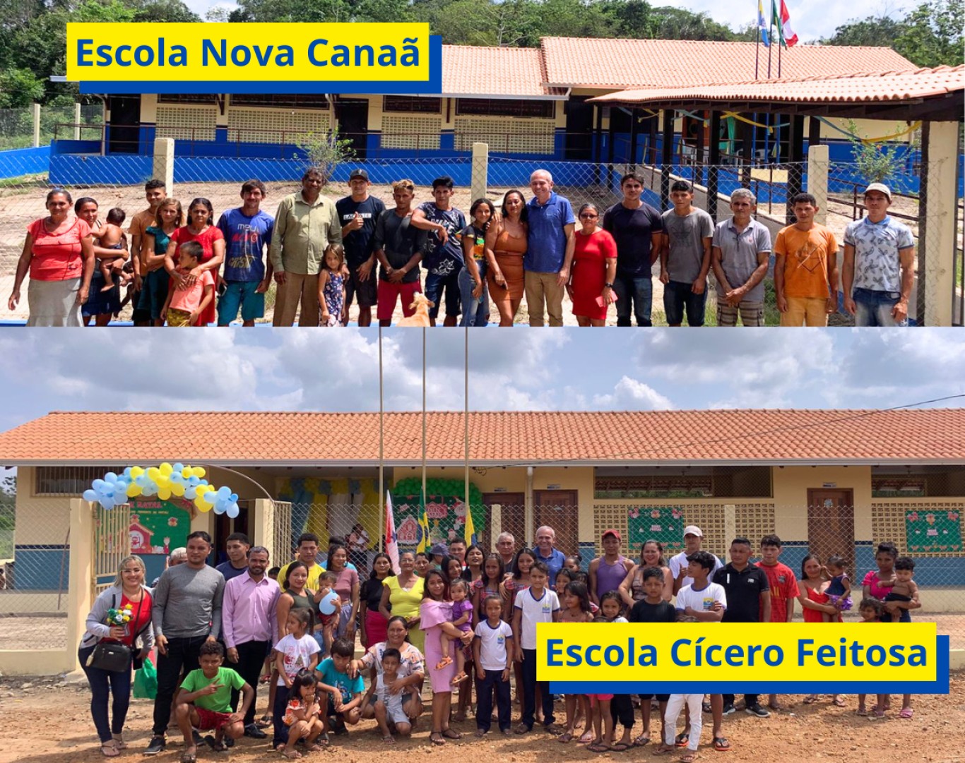 Comunidades de Aracati e Nova Canaã, Alto Maró, festejam com escolas entregues pelo prefeito Nélio Aguiar