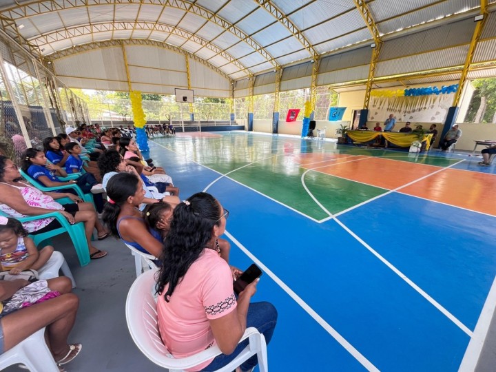 Prefeito N Lio Inaugura Quadra Coberta Da Escola Ind Gena Nossa Senhora Das Gra As Aldeia