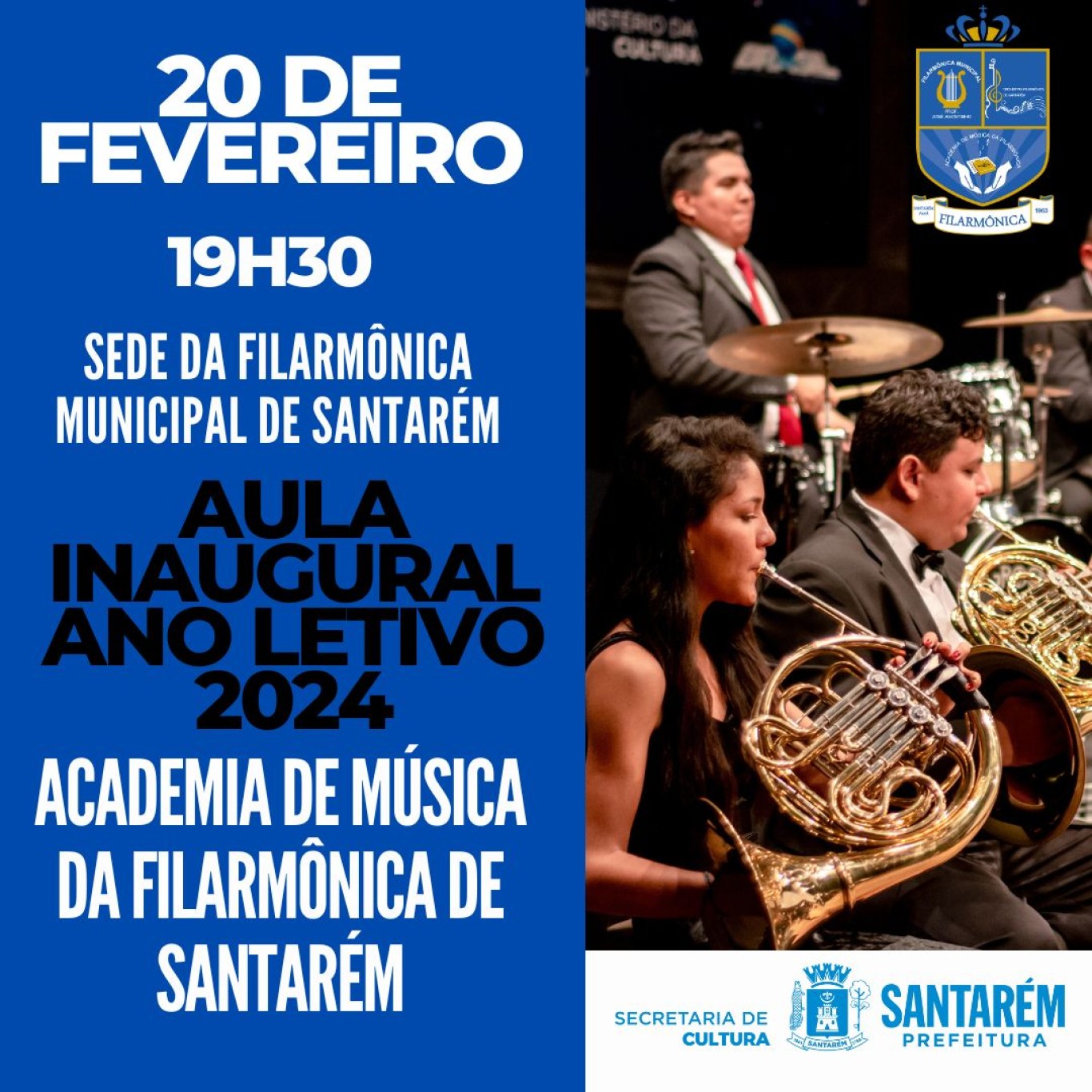 Aula inaugural da Academia de Música da Filarmônica Municipal de Santarém será nesta terça (20) 