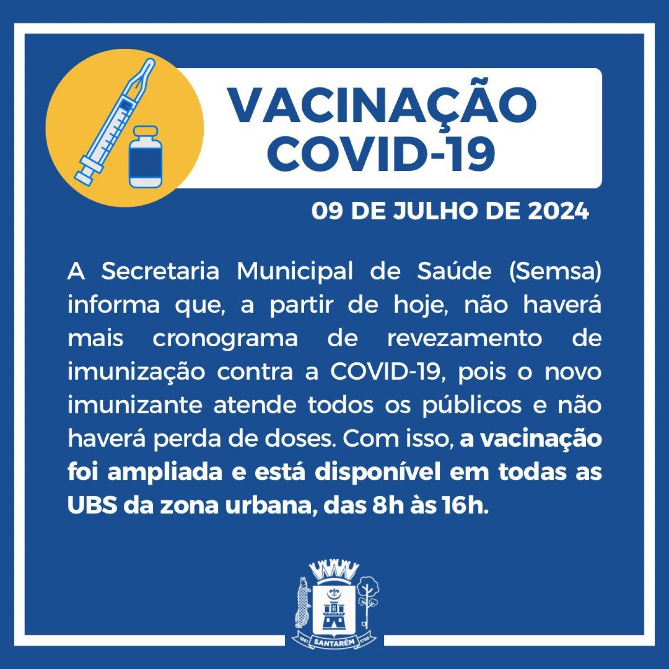 Semsa amplia vacinação contra Covid-19 em Santarém 