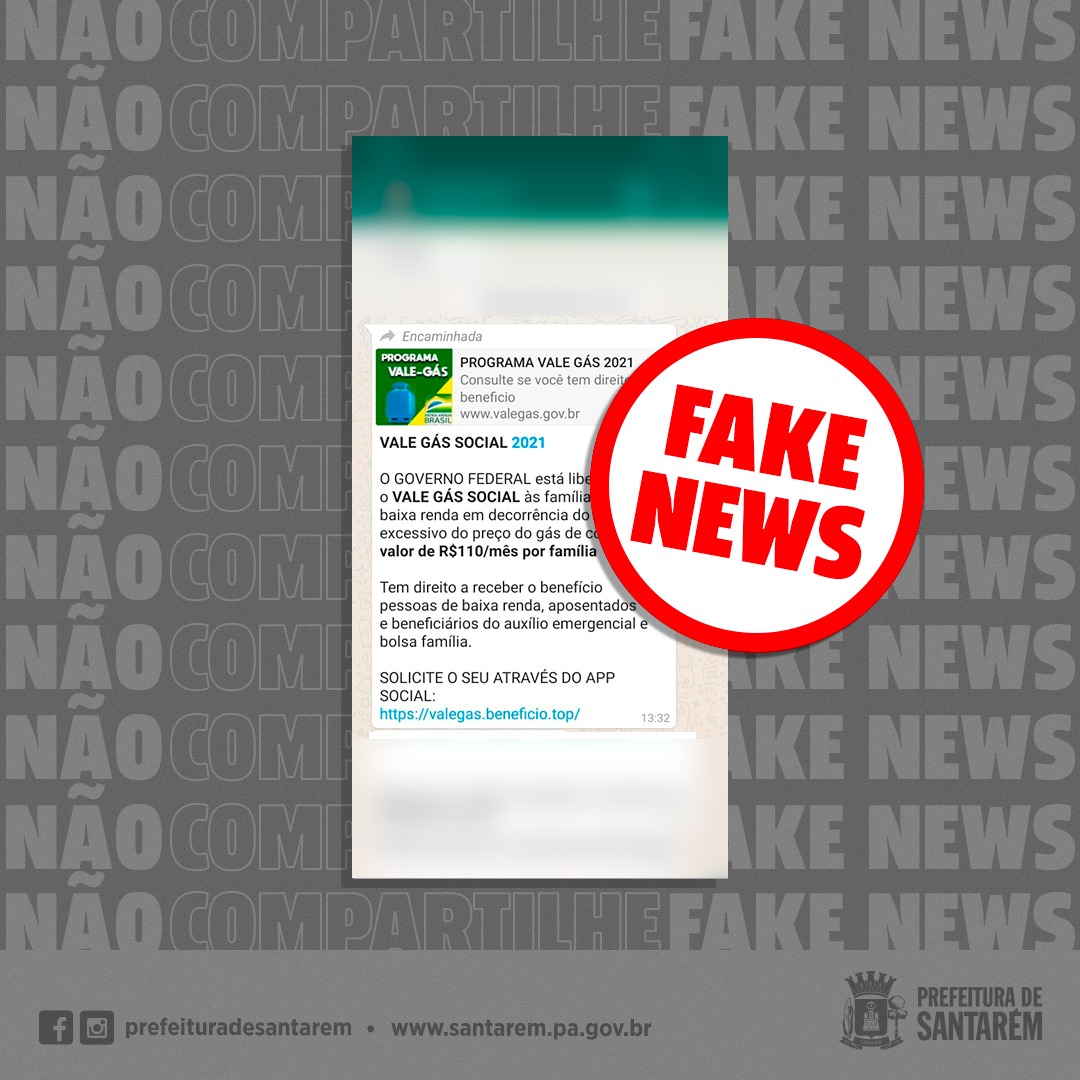 Mensagem de Vale Gás Social 2021 é Fake News