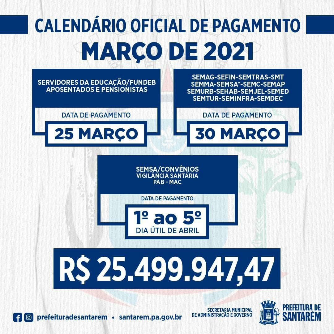 Prefeitura realiza pagamento da folha de março e injeta R$ 25,4 milhões na economia