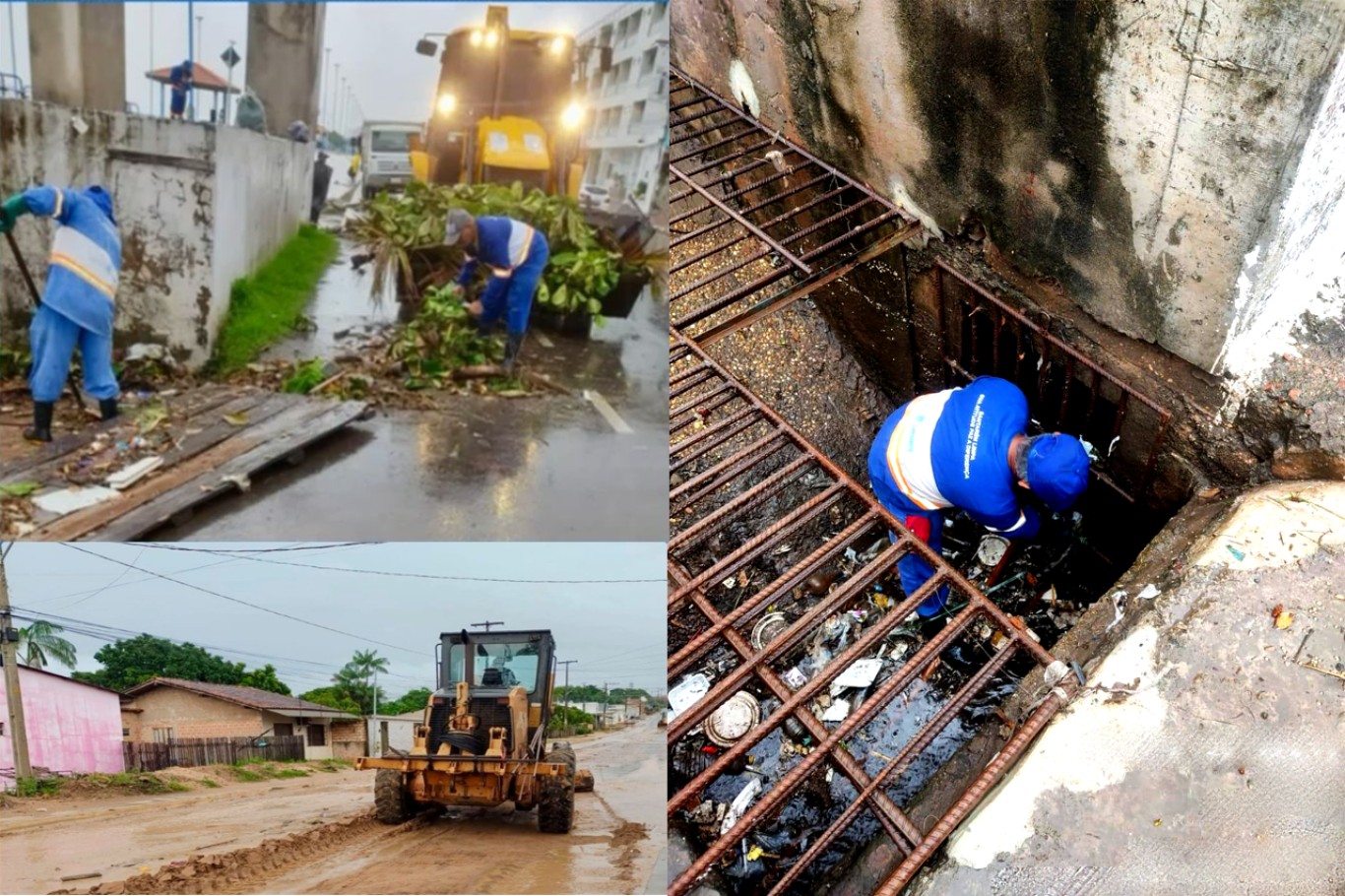 Prefeitura intensifica equipes nos trabalhos de desobstrução de bueiros e limpeza de vias após fortes chuvas