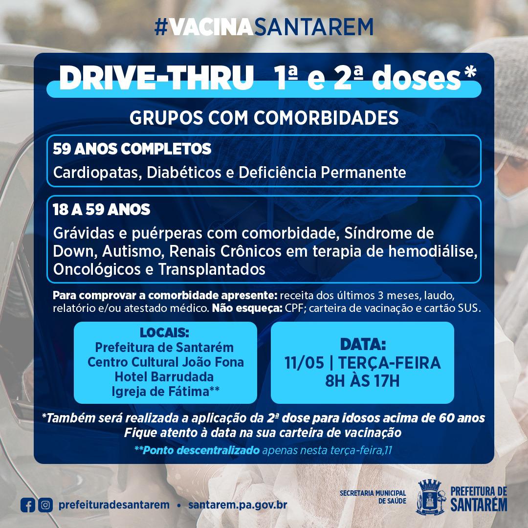 Drive-Thru contra covid-19 terá 3 pontos de vacinação nesta terça-feira, 11