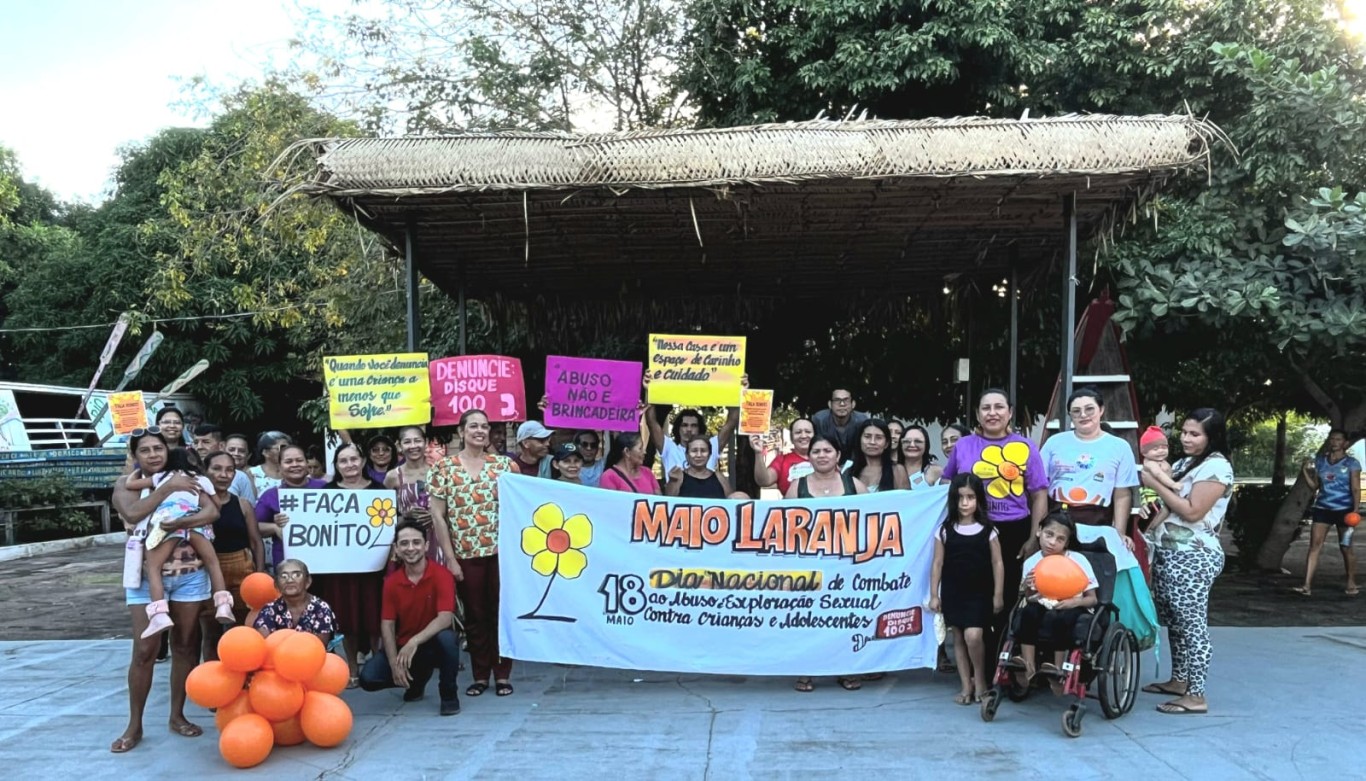 CRAS Alter do Chão realiza tarde de brincadeiras e conscientização em alusão ao Maio Laranja e ao Dia Mundial do Brincar