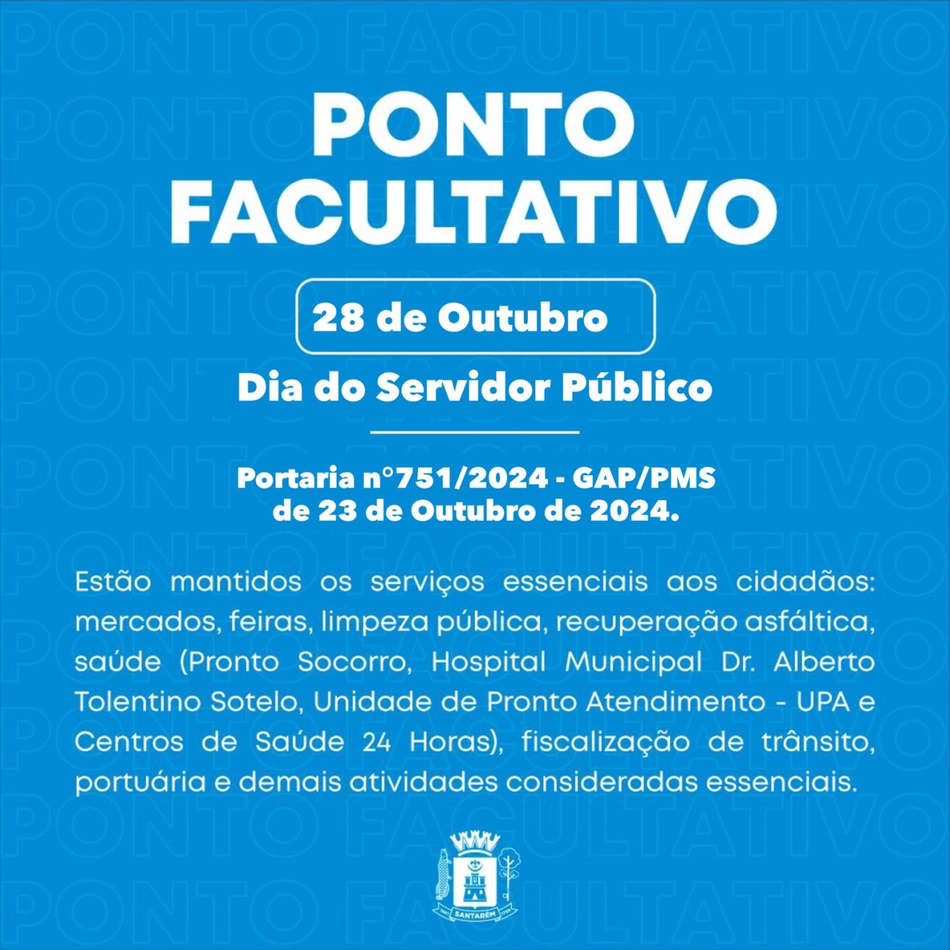 Dia do Servidor Público: Portaria regulamenta ponto facultativo no município nesta segunda-feira, 28